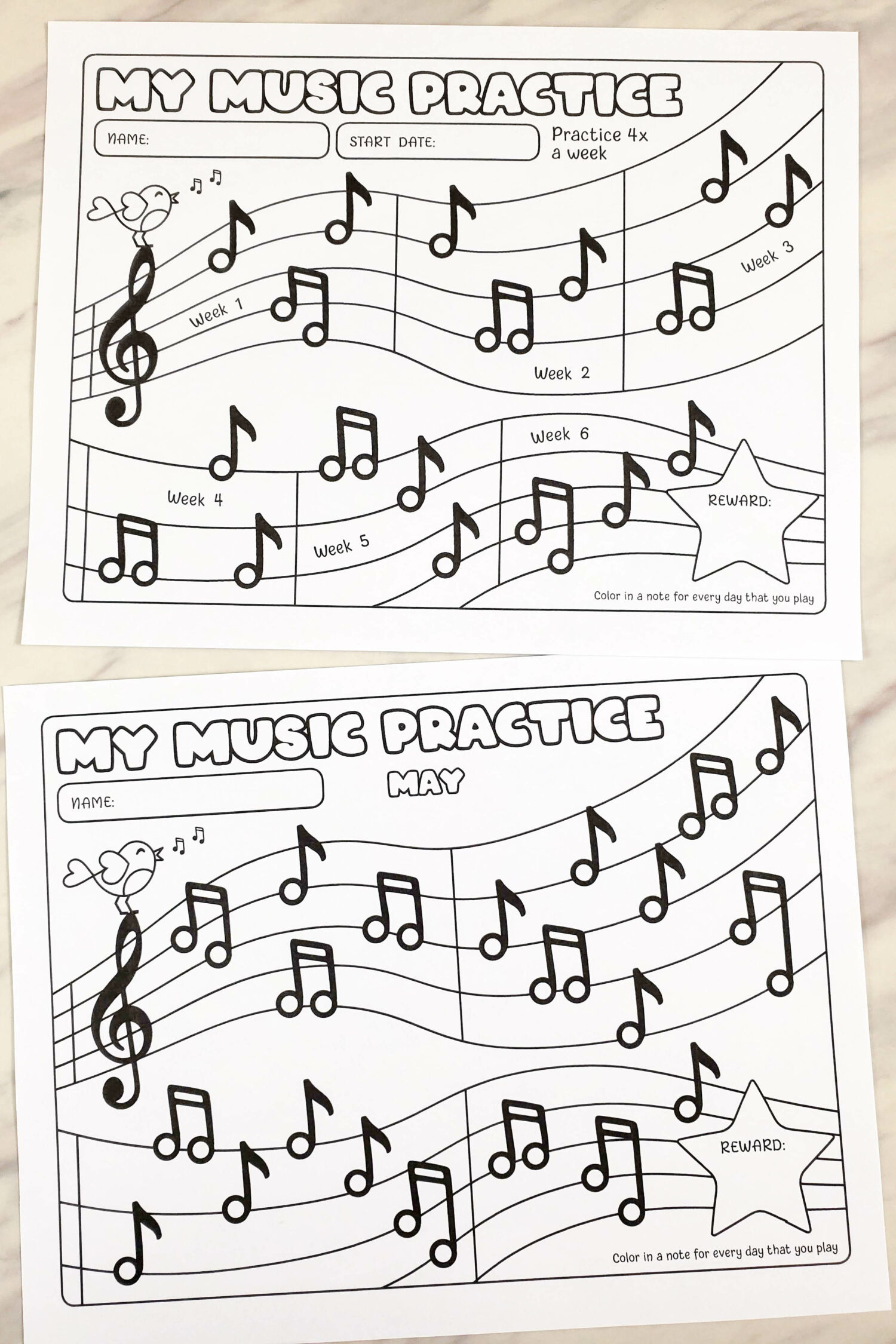 Music Practice Tracker &amp;amp; Rewards Chart Printable - Primary Singing intended for Free Printable Music Practice Charts