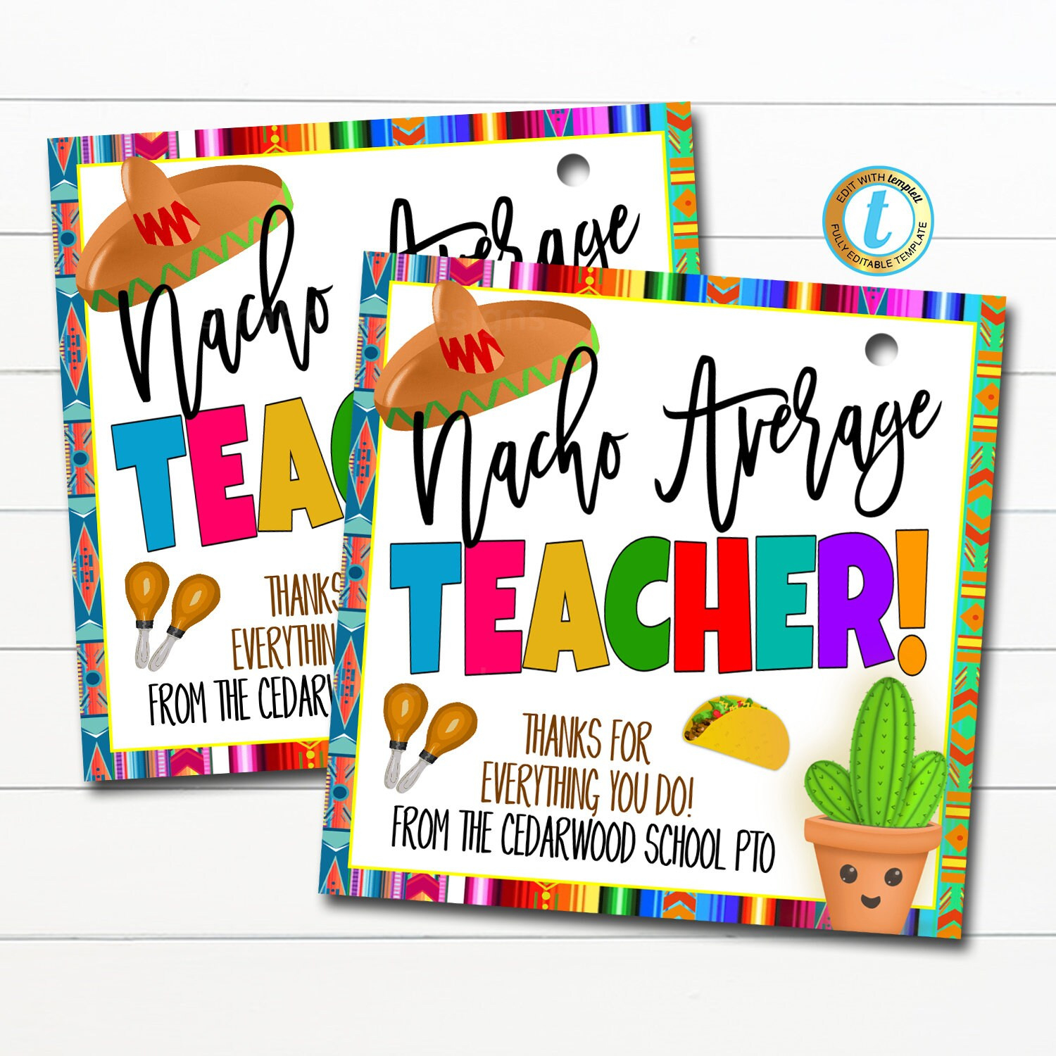 Nacho Average Teacher Appreciation Gift Tag, Thank You Gift Staff pertaining to Nacho Average Teacher Free Printable