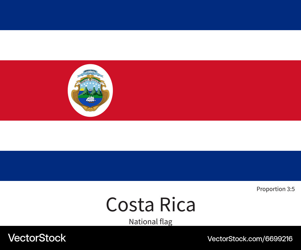National Flag Of Costa Rica With Correct Vector Image throughout Printable Costa Rica Flag