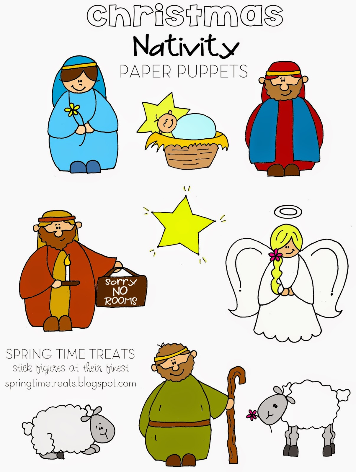 Nativity Paper Puppets - Free Printables | Spring Time Doodles within Free Printable Nativity Set