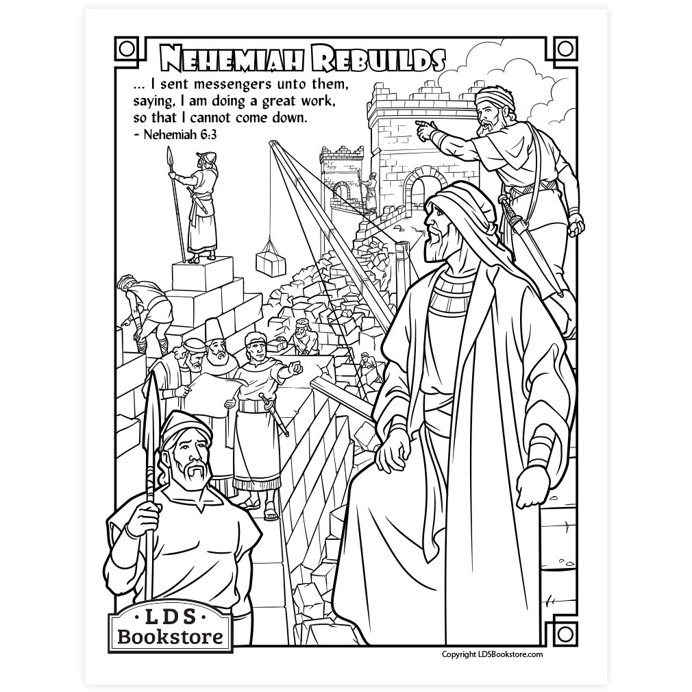 Nehemiah Rebuilds The Walls Of Jerusalem Coloring Page - Printable intended for Printable Nehemiah Activity Sheets