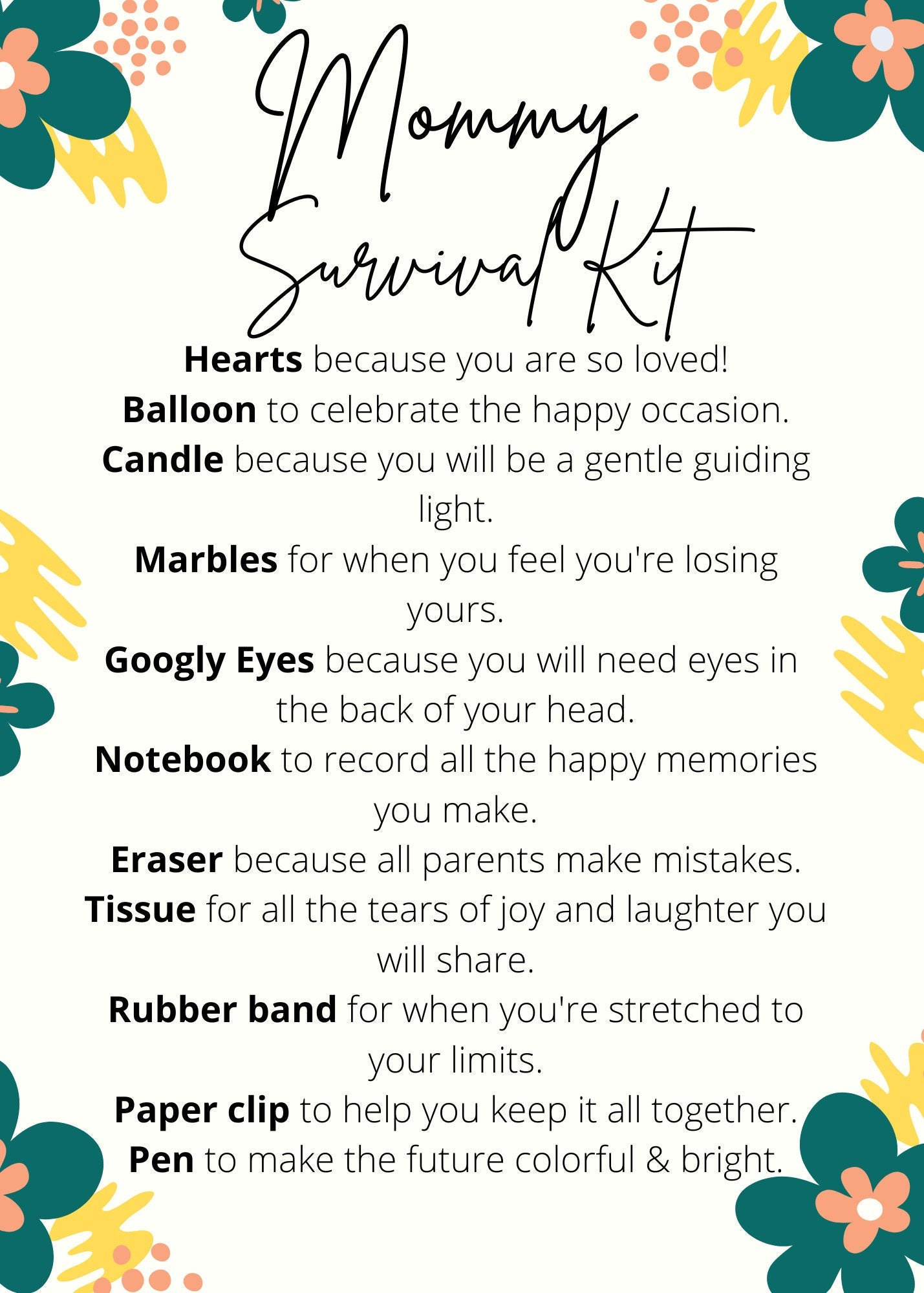 New Mom Survival Kit Tag , New Mother , Mother Survival Kit, Gift Tag, Mom Gift, New Mother Gift- Treat Tag-Printable regarding Mommy Survival Kit Printable