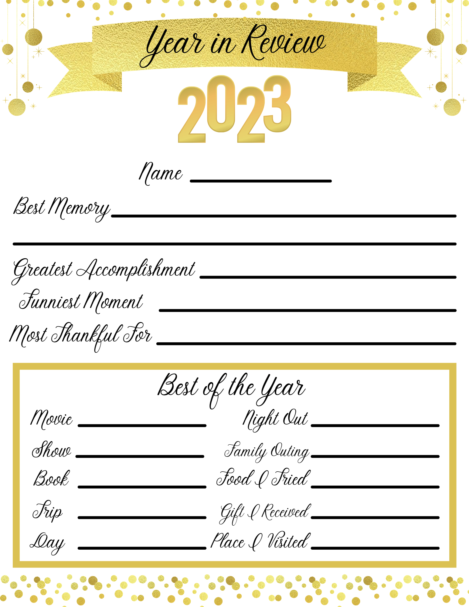 New Year&amp;#039;S Free Printables: Year In Review &amp;amp; Resolutions Pages inside 2022 Year in Review Printable