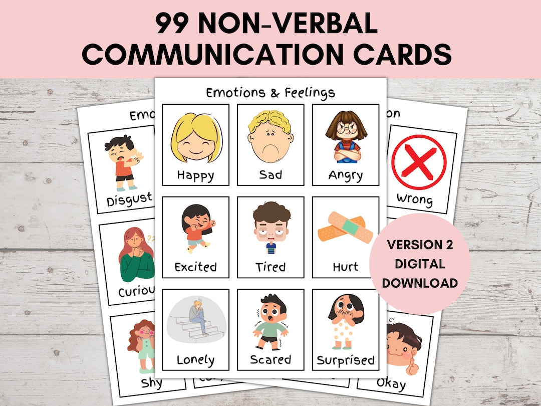 Nonverbal Communication Cards, Visual Board, Flash Cards Special inside Free Printable Non Verbal Communication Cards For Adults