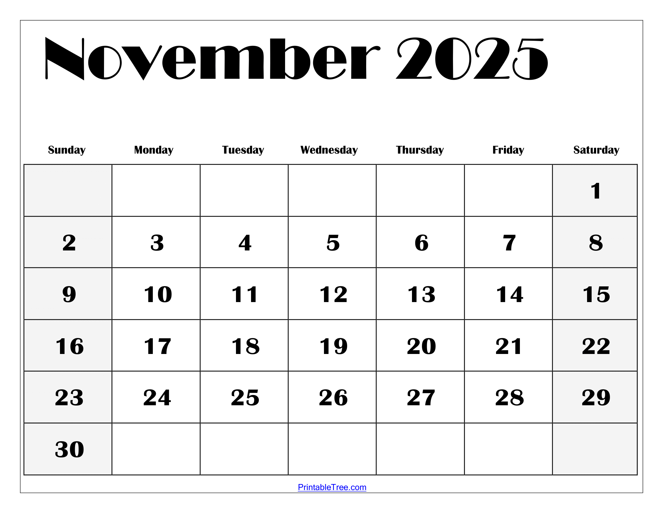 November 2025 Calendar Printable Pdf Template With Holidays inside Free Printable Nov 2025 Calendar