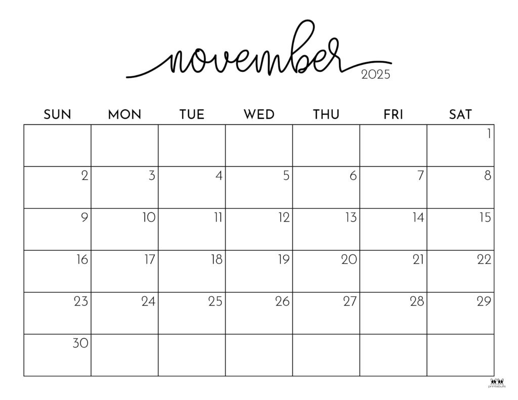 November 2025 Calendars - 107 Free Printables | Printabulls for Free Printable Nov 2025 Calendar