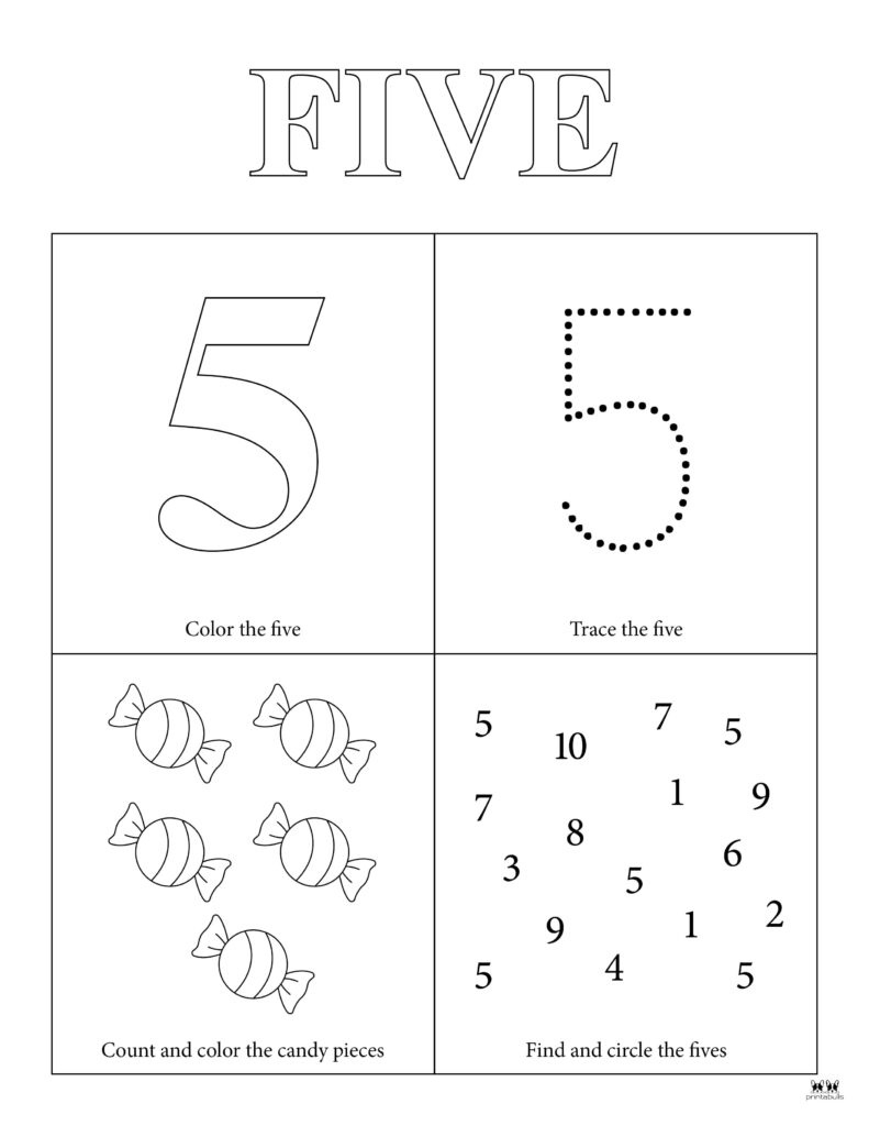 Number 5 Tracing Worksheets - 15 Free Pages | Printabulls pertaining to Number Five Worksheet Printable