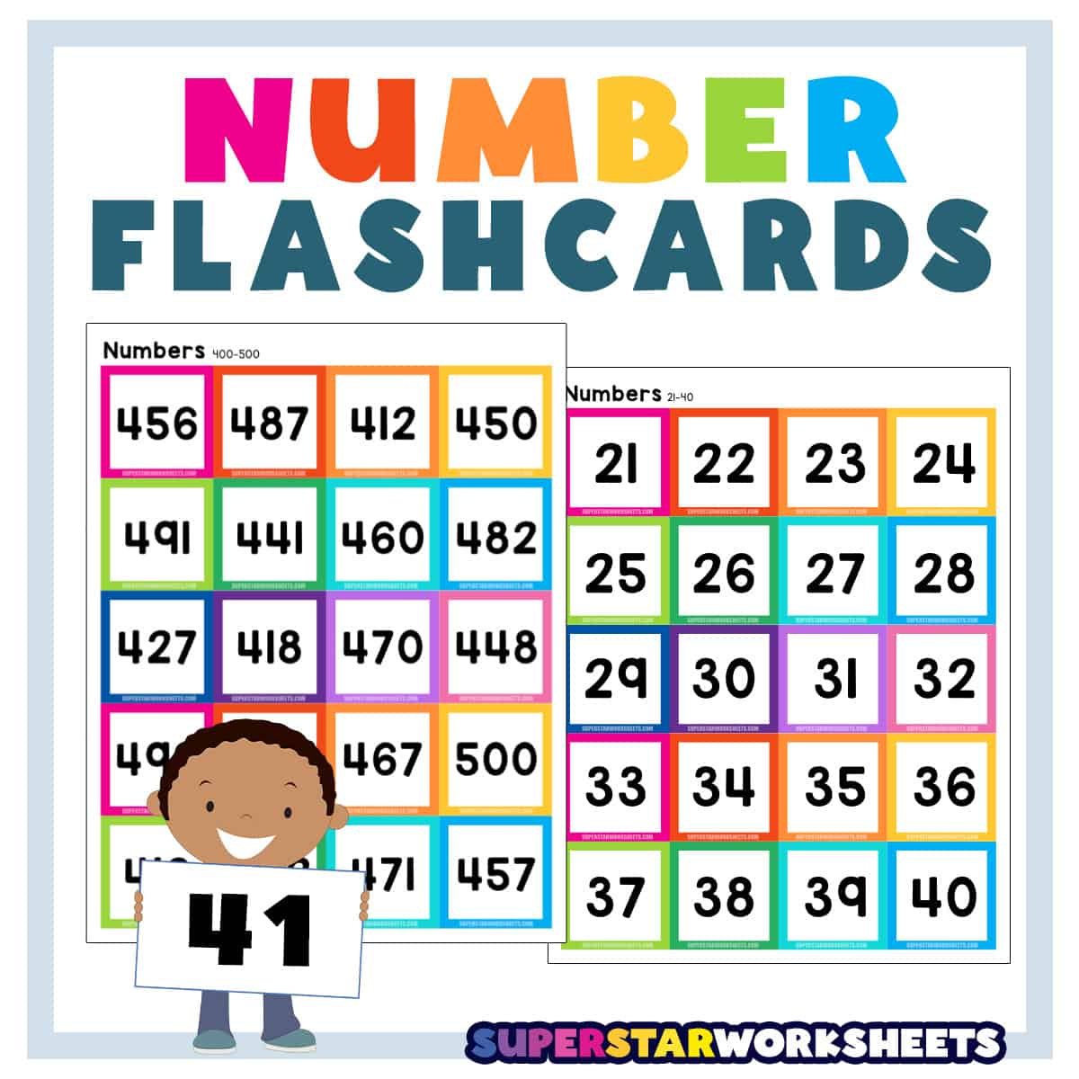 Number Flashcards - Superstar Worksheets regarding Number Cards 1-40 Printable