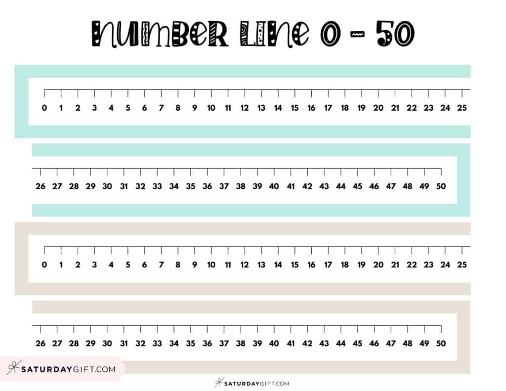 Number Line To 50 - 5 Cute &amp;amp; Free Printables And Blank Worksheets throughout Number Line For Desk Printable