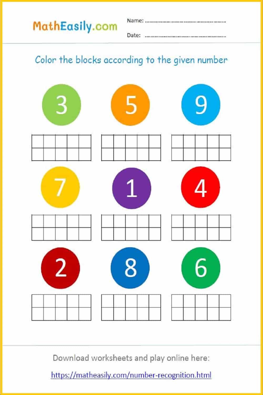 Number Recognition Games 1-10 Online + Worksheets regarding Identifying Numbers Worksheet Printable