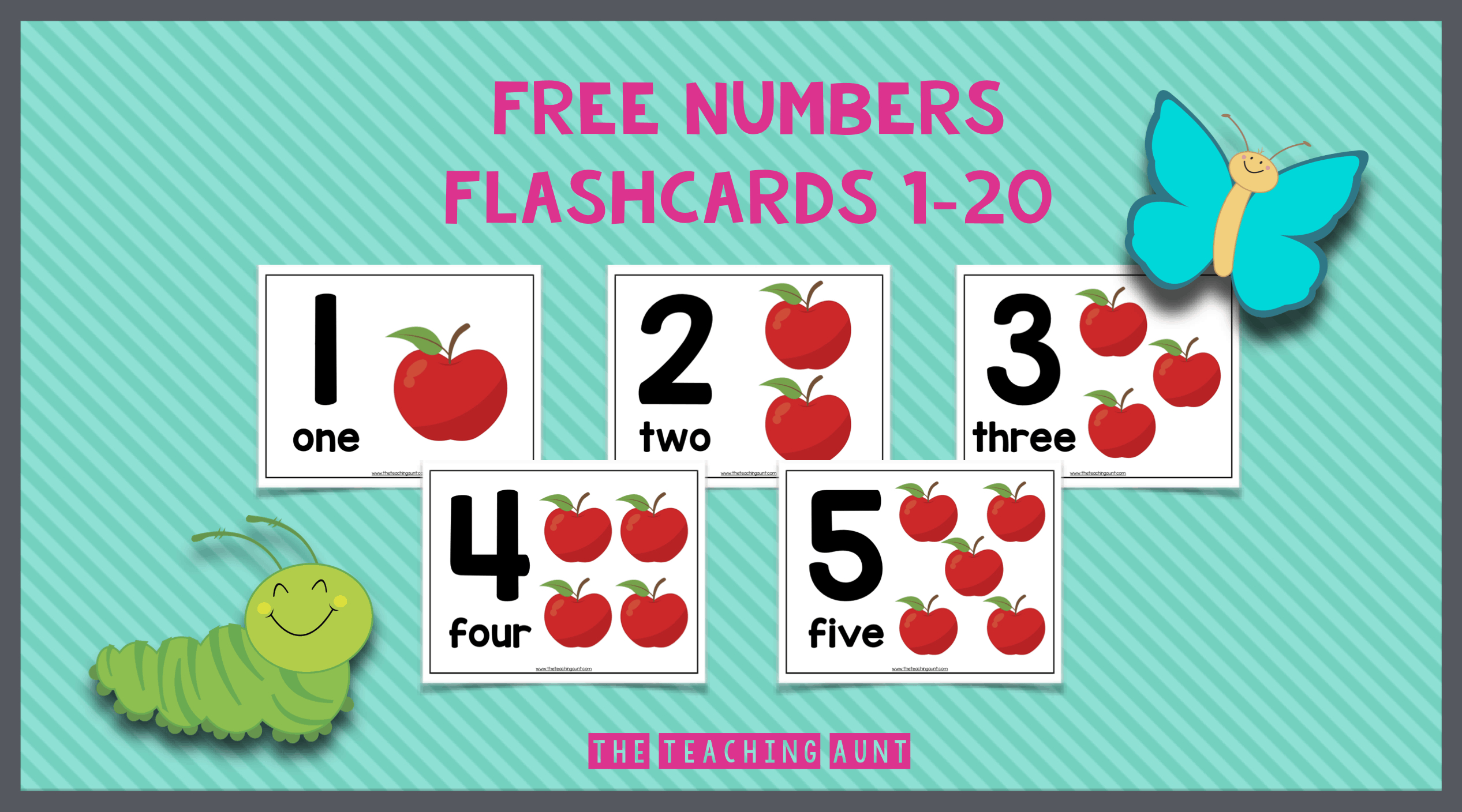 Numbers Flashcards 1-20 - The Teaching Aunt pertaining to Number Cards 1-20 Free Printable