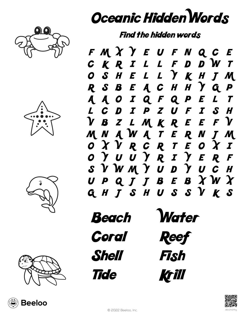 Ocean-Themed Word Searches • Beeloo Printable Crafts And for Ocean Word Search Printable