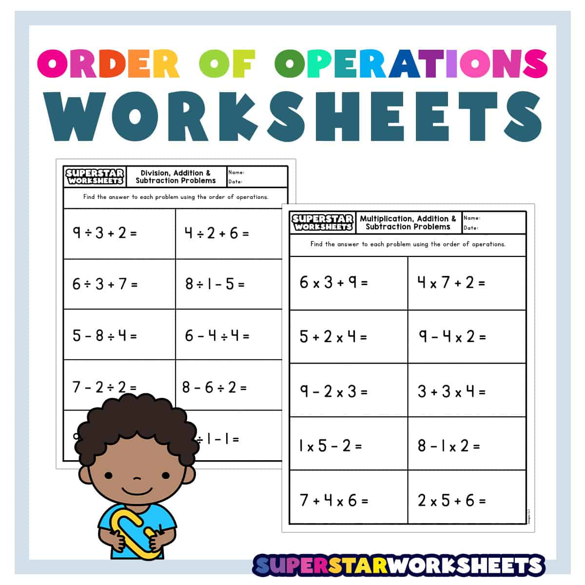 Order Of Operations Worksheets - Superstar Worksheets for Order of Operations Games Printable