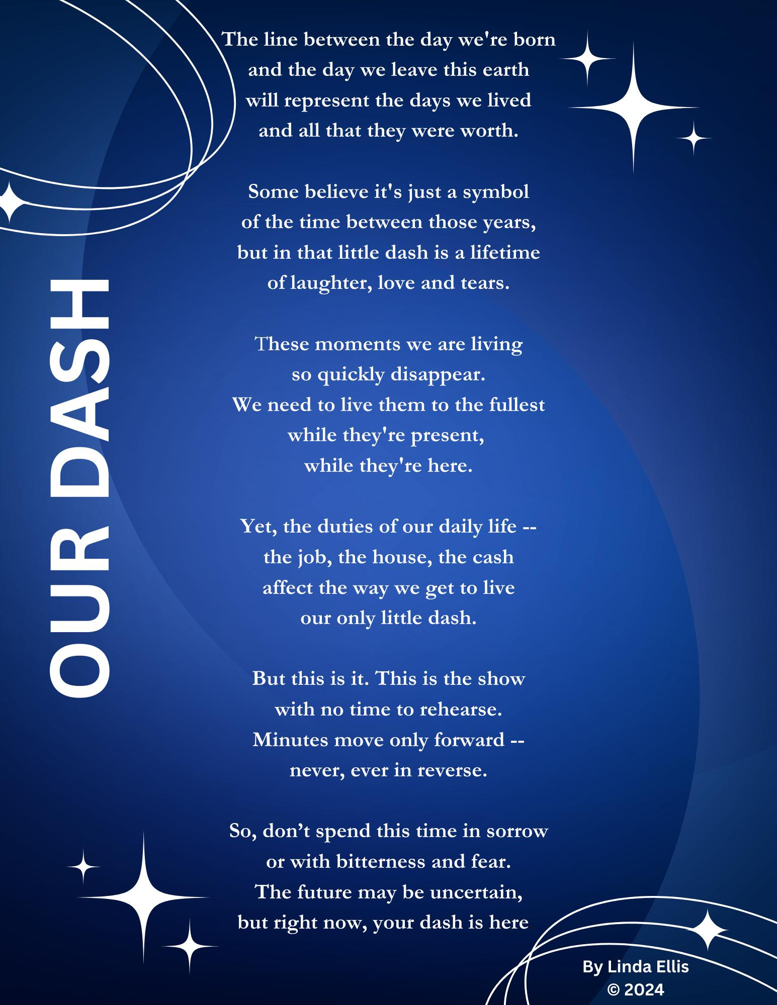 Our Dash Poem Printlinda Ellis 8.5&amp;quot; X 11&amp;quot; - Etsy Canada inside Printable The Dash Poem