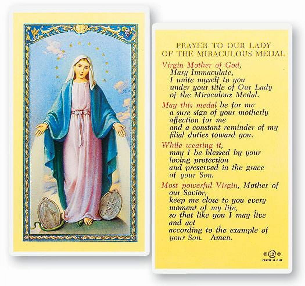 Our Lady Of The Miraculous Medal Laminated Catholic Prayer Holy Card With Prayer On Back, Pack Of 25 intended for Miraculous Medal Prayer Card Printable