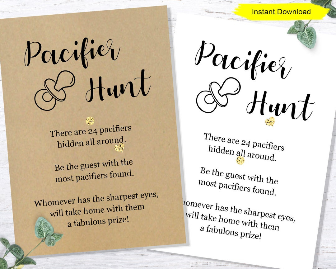 Pacifier Hunt Game - Instant Download - Printable Digital Baby inside Pacifier Hunt Free Printable