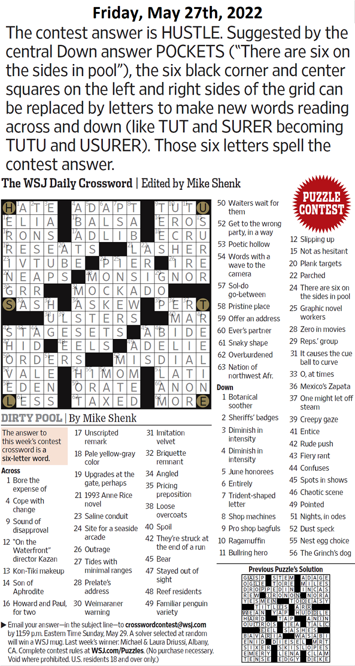 Past Wsj Crossword Contests &amp;amp; Solutions - Page 5 - Xword Muggles Forum with Wsj Crossword Today Free Printable