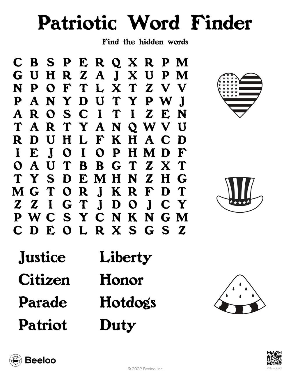 Patriotic Word Finder • Beeloo Printable Crafts And Activities For with Patriotic Word Search Printable