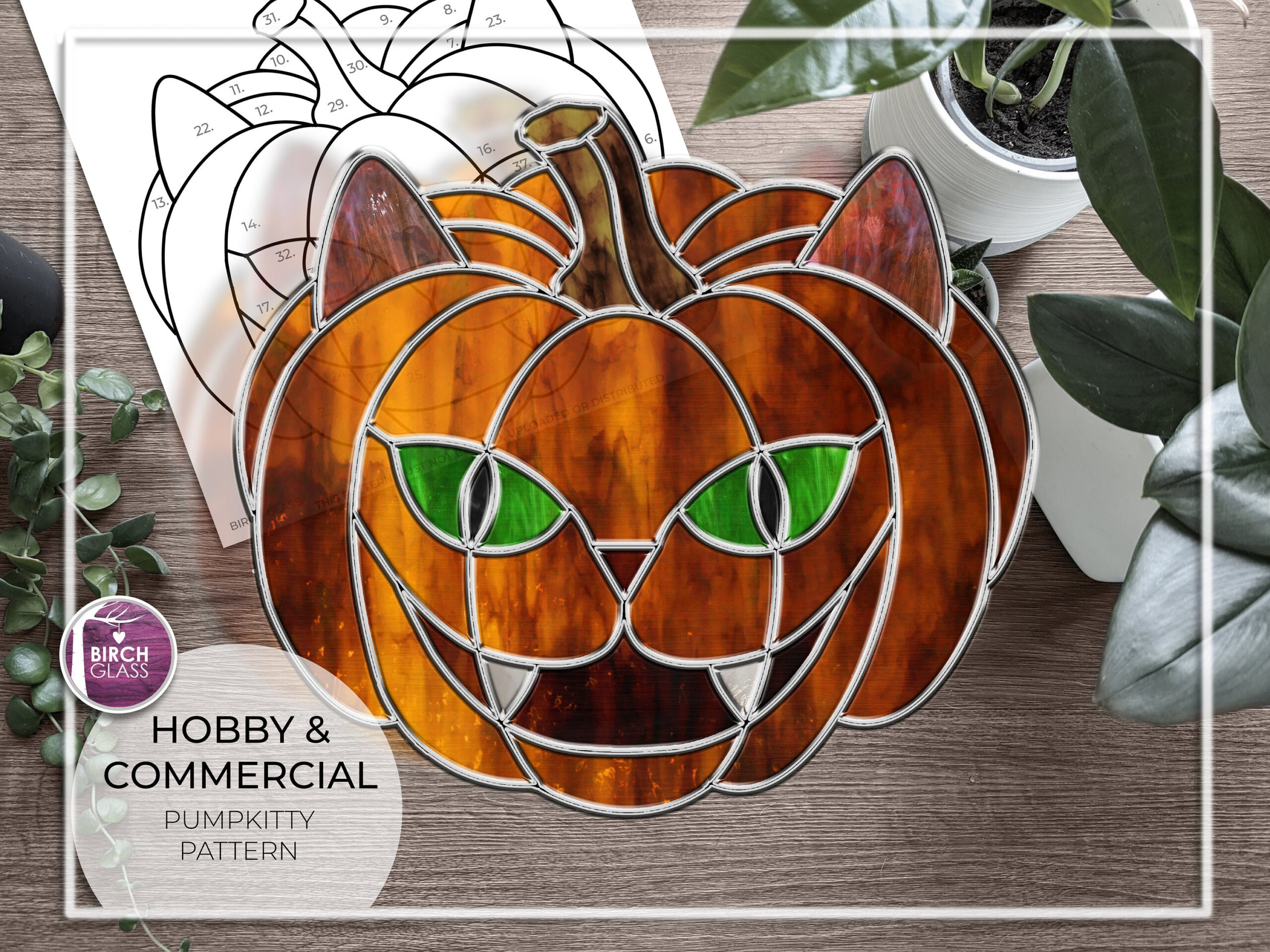 Pattern • Halloween Pumpkitty Stained Glass Pattern • Pdf pertaining to Printable Stained Glass Pumpkin Pattern