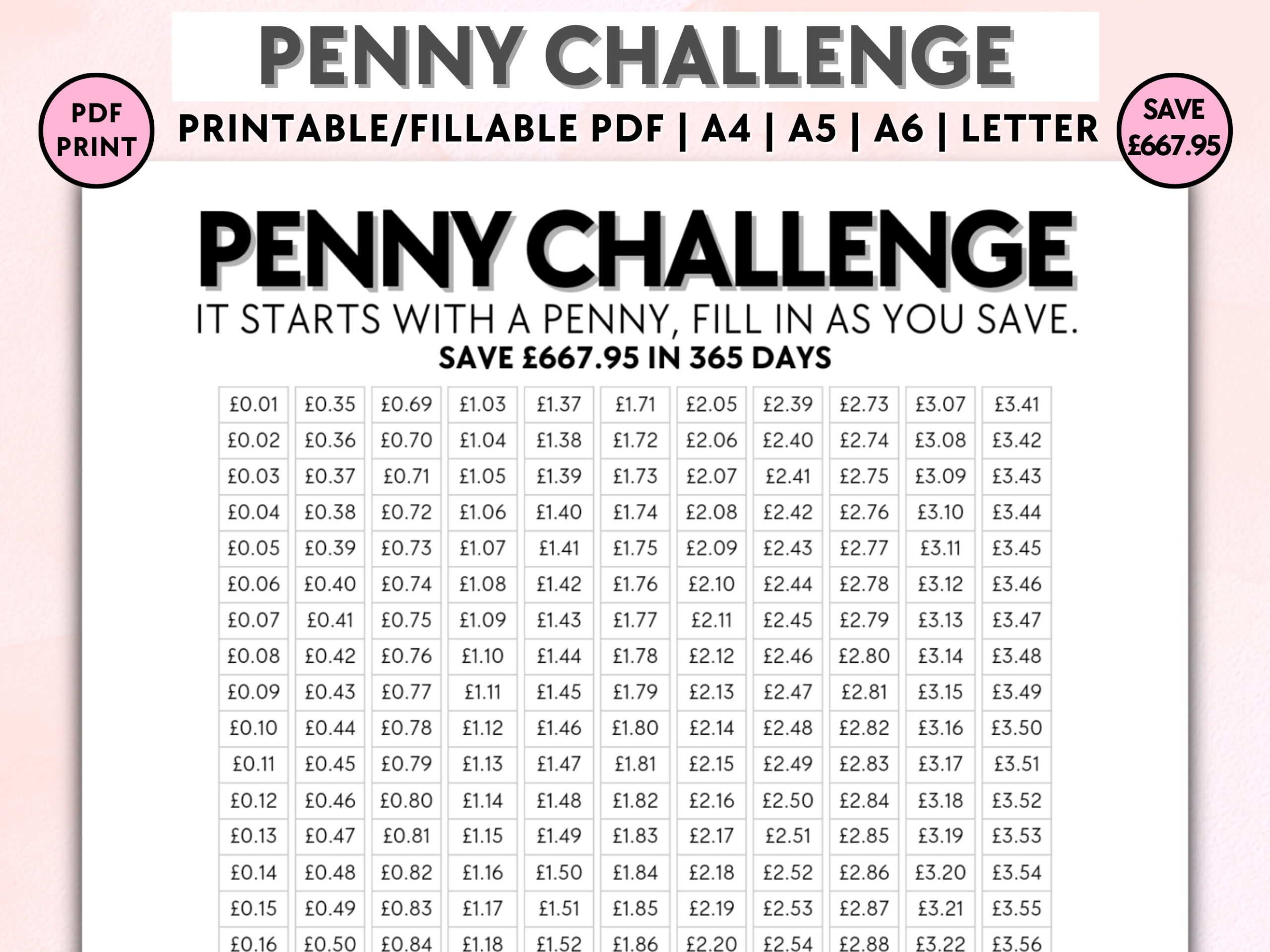 Penny Challenge, 1P Spar-Challenge, Penny Spar-Challenge, Lernen within Penny Challenge Printable Free