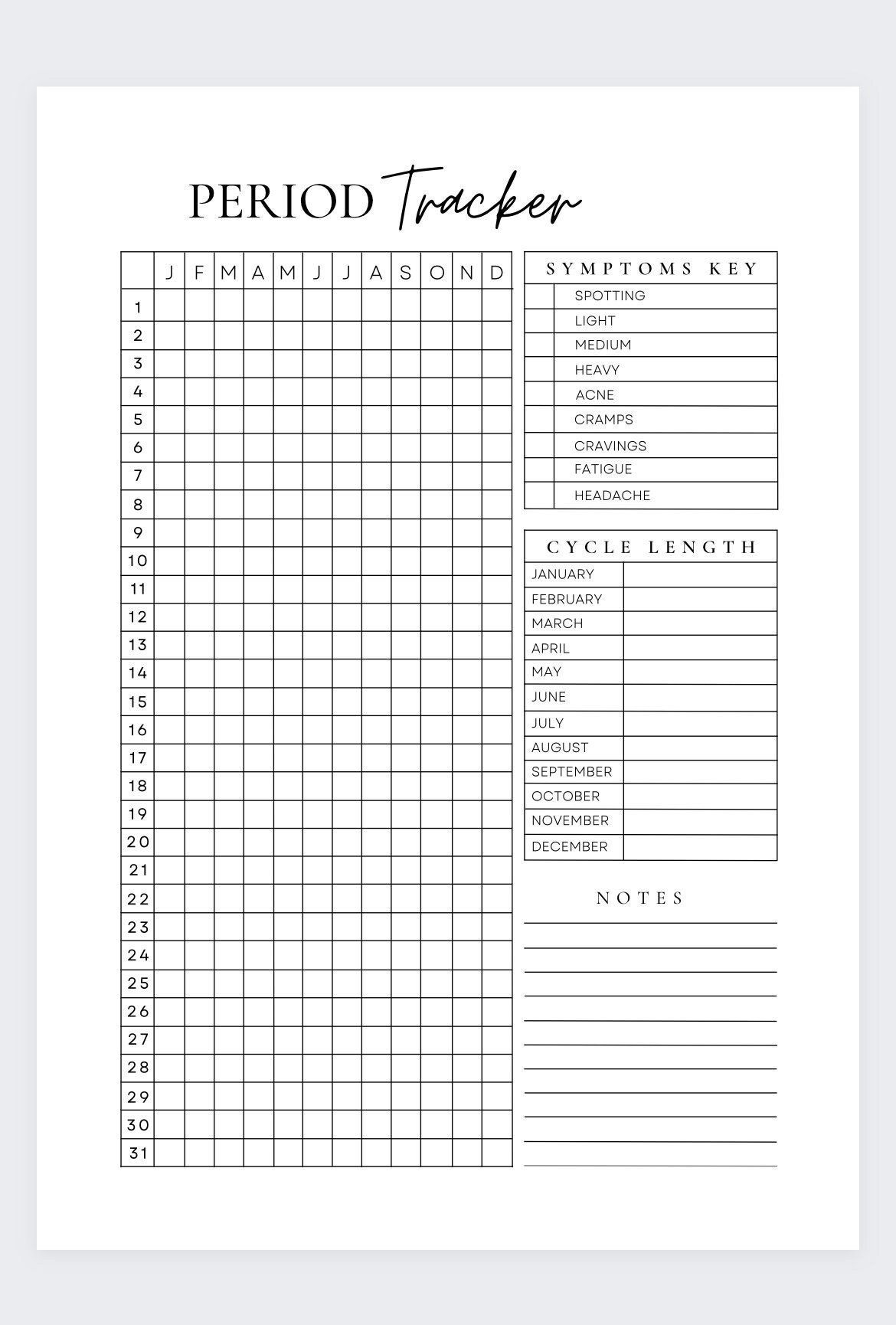 Period Tracker,A5 Printable Planner Inserts,Menstrual Cycle within Free Printable Period Tracker
