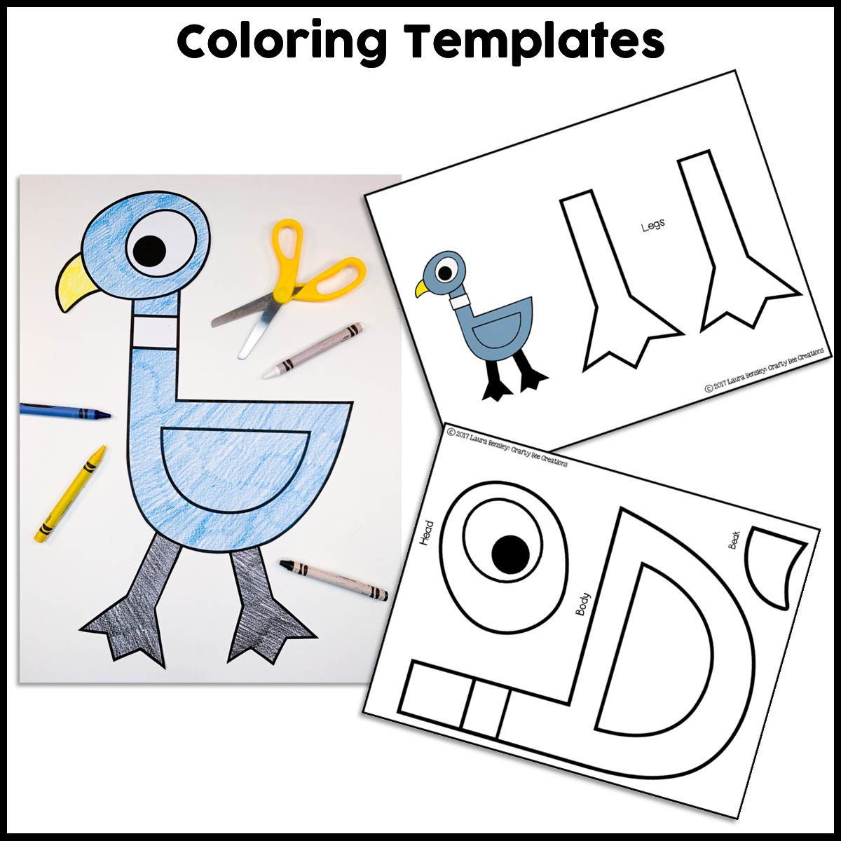 Pigeon Craft Activity - Crafty Bee Creations for Printable Mo Willems Pigeon Coloring Pages Free