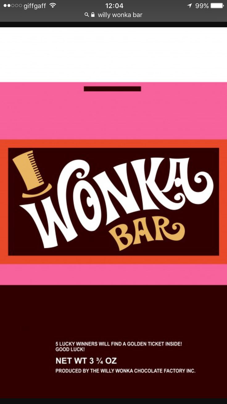 Pin Page inside Free Printable Wonka Bar Wrapper