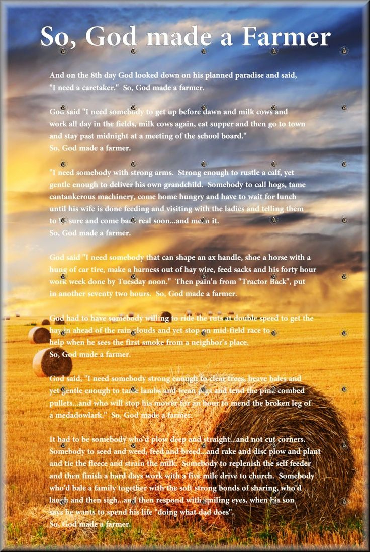 Pin Page regarding So God Made A Farmer Printable Poem