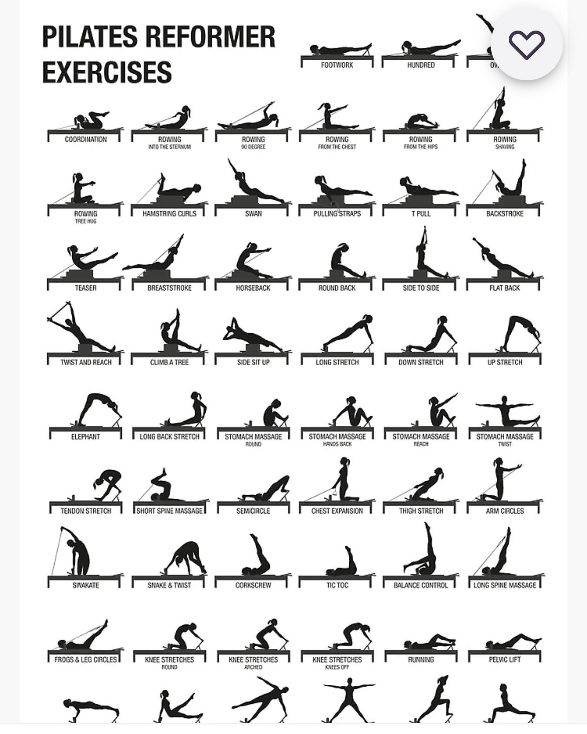 Pin Page within Printable Pilates Reformer Exercises Chart Free