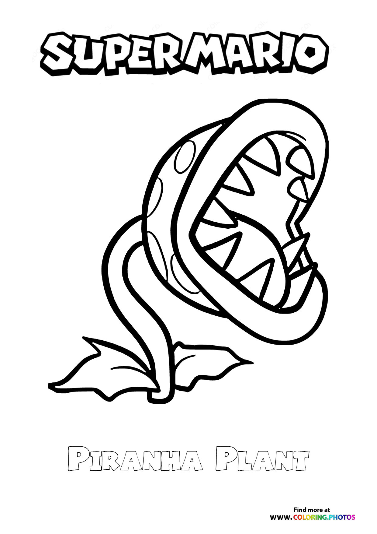 Piranha Plant From Super Mario - Coloring Pages For Kids intended for Printable Super Mario Piranha Plant
