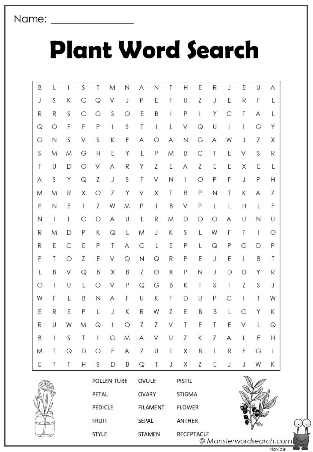 Plant Word Search - Monster Word Search throughout Plant Word Search Printable