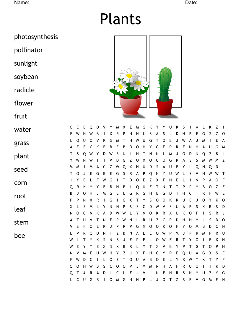 Plants Word Search - Wordmint regarding Plant Word Search Printable