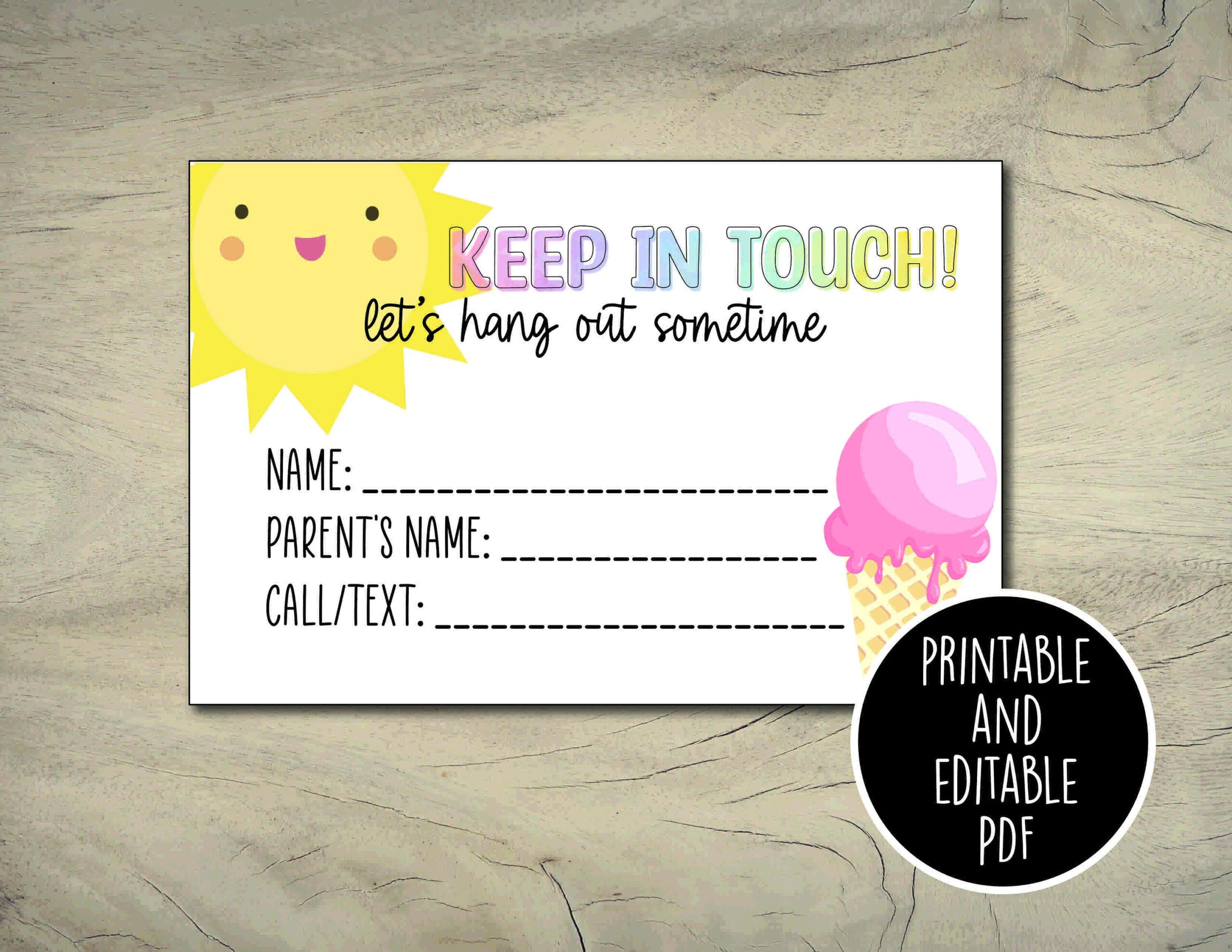 Playdate Cards, Summer Contact Cards, Keep In Touch Cards, End Of with regard to Free Printable Keep in Touch Cards