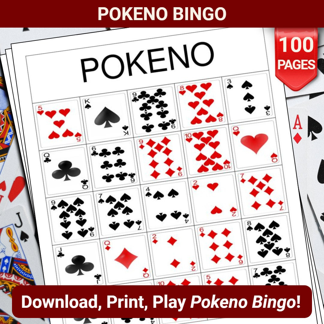 Pokeno Bingo Cards - 100 Pages To Download And Print with Bingo Deck of Cards