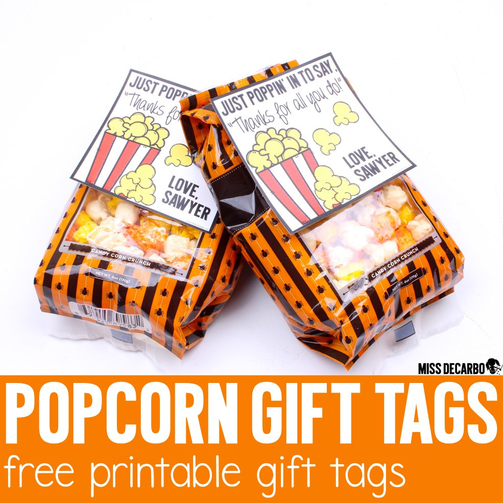 Popcorn Gift Tags - Miss Decarbo with regard to Popcorn Gift Tag Free Printable