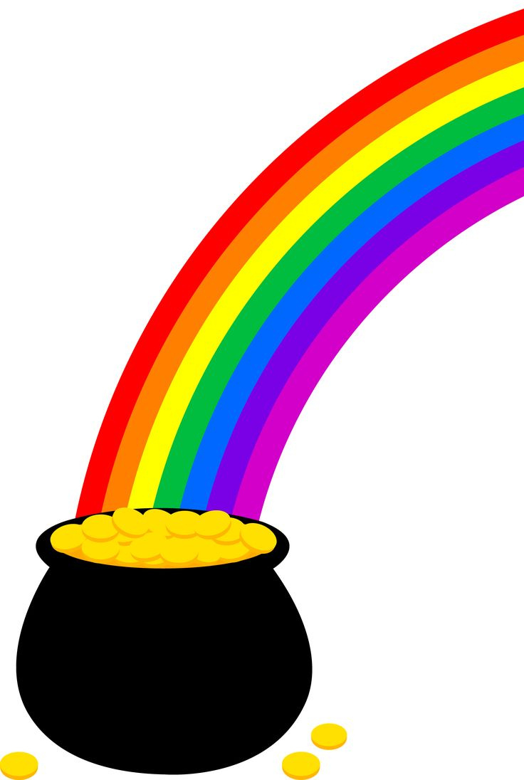 Pot Of Gold With Rainbow - Free Clip Art with Printable Rainbow Pot of Gold