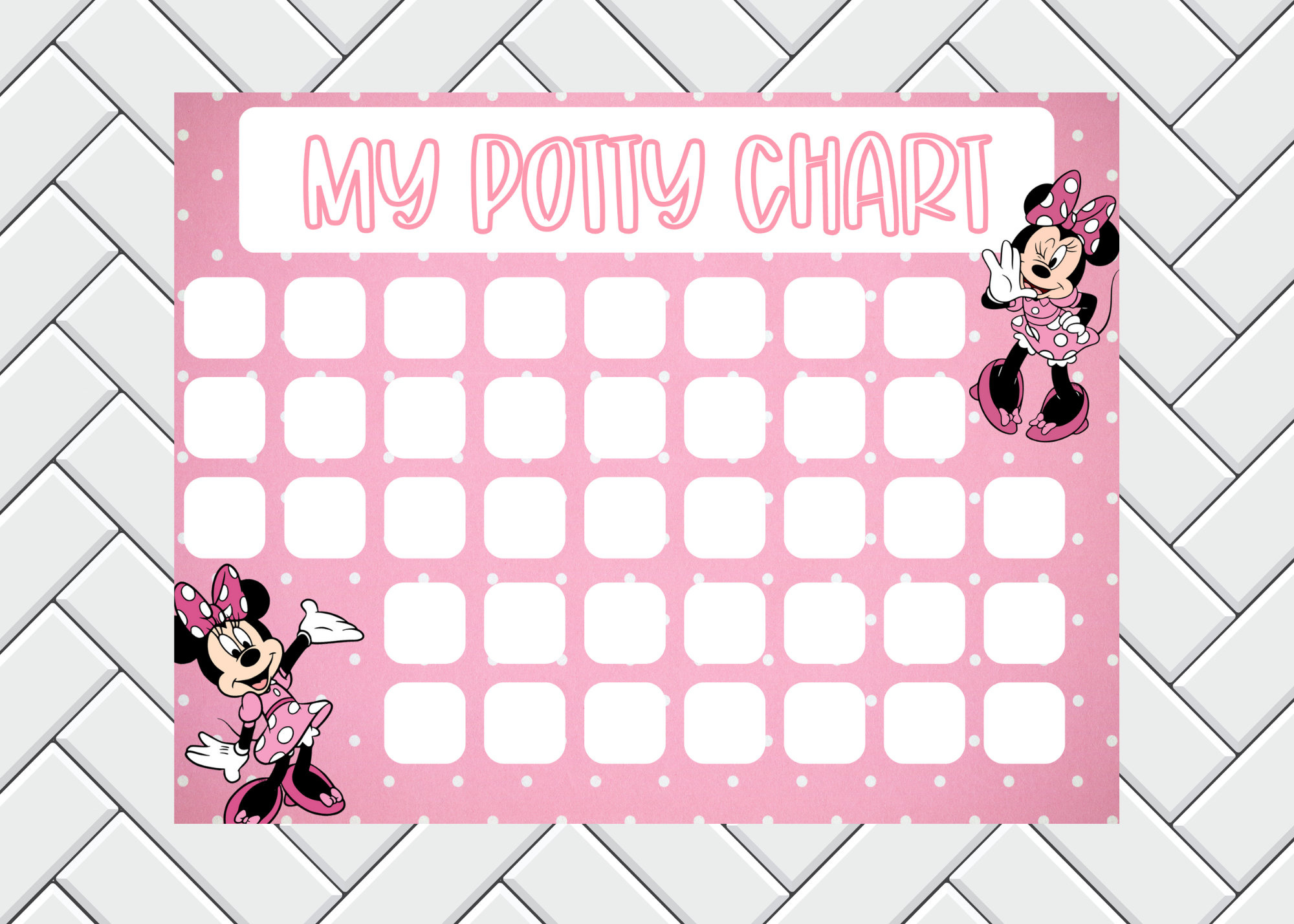 Potty Training Chart - Sticker Chart - Kids Reward Chart - Minnie with Free Printable Minnie Mouse Potty Chart