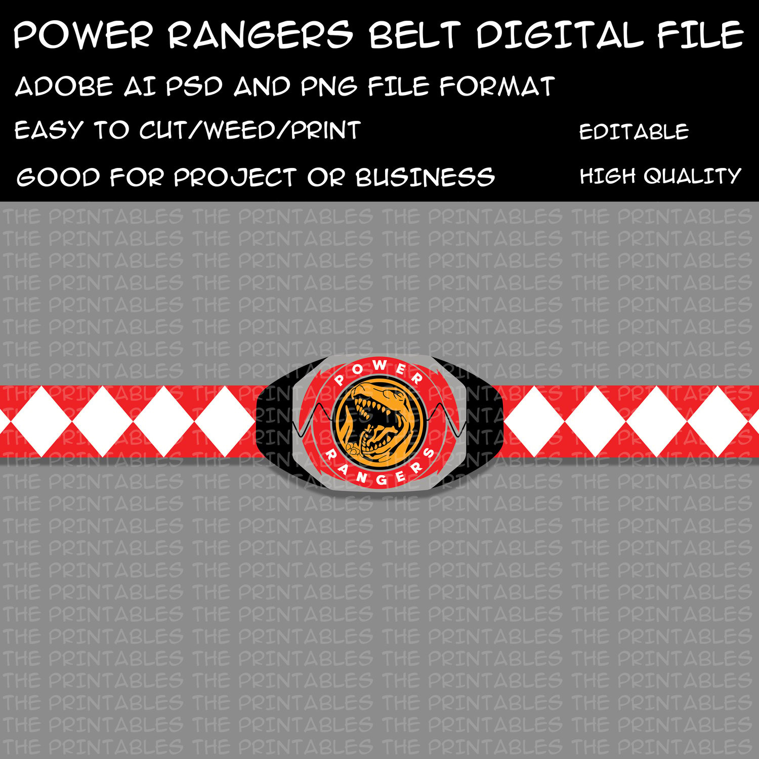 Power Rangers Diy Belt Digital File Ready To Print - Payhip throughout Power Ranger Belt Buckle Printable