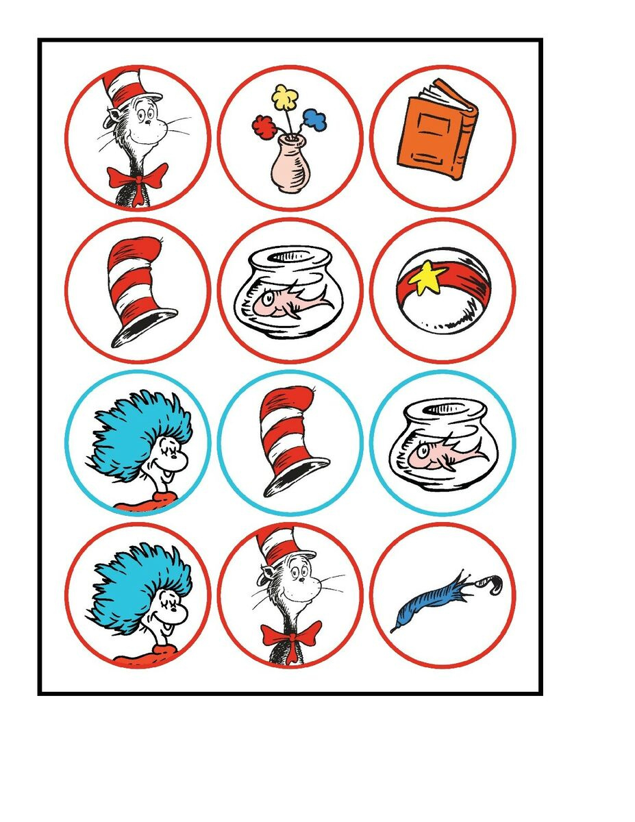 Pre Cut Dr Seuss Cupcake Topper Edible Image intended for Dr Seuss Printable Cupcake Toppers