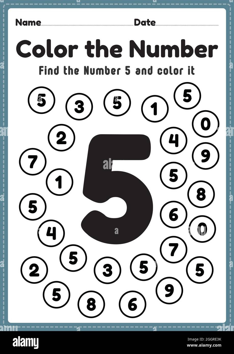 Preschool Math Worksheet, Number 5 Coloring Maths Activities For within Number Five Worksheet Printable