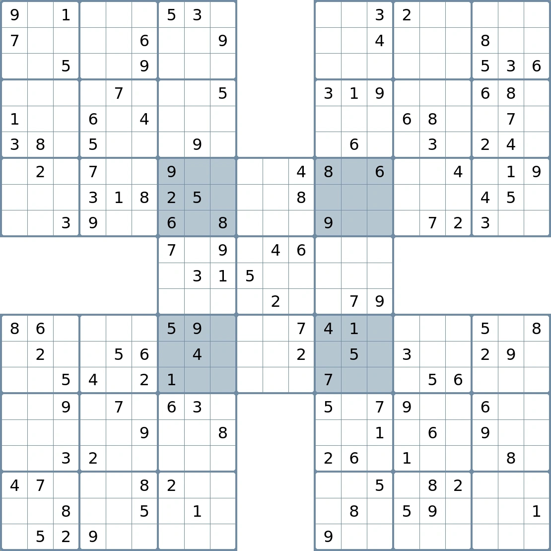 Print Samurai Sudoku — Escape Sudoku throughout Free Printable Samurai Sudoku