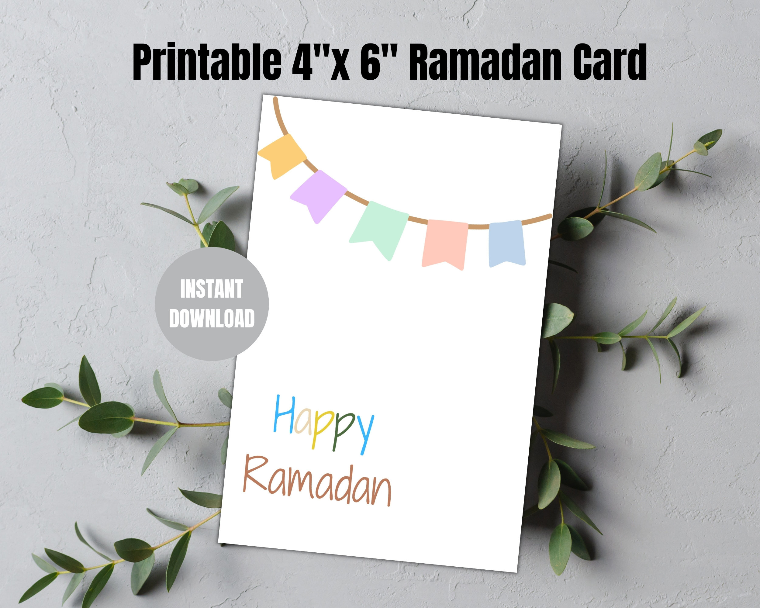 Printable 4 X 6 Ramadan Greeting Card, Happy Ramadan Card, Digital inside Printable Happy Ramadan Cards