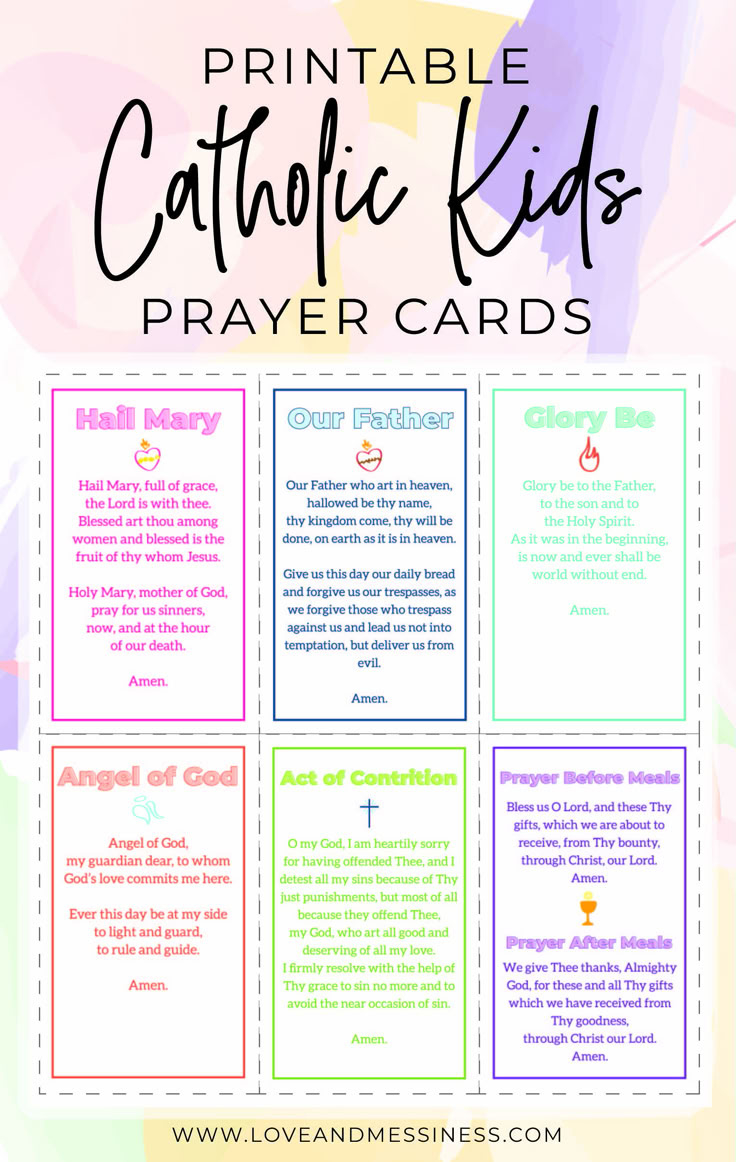 Printable Catholic Kids Prayer Cards within Free Printable Catholic Prayer Cards