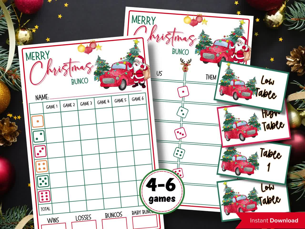 Printable Christmas Bunco Score Sheet | Christmas Bunco Set | Printable Bunco Template | | Happy Holidays I Bunco Score Cards I Tally Cards pertaining to Free Christmas Bunco Score Sheets Printable