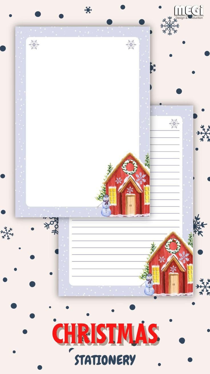 Printable Christmas Stationery - Snowy Winter House Stationery with regard to Free Printable Winter Stationery