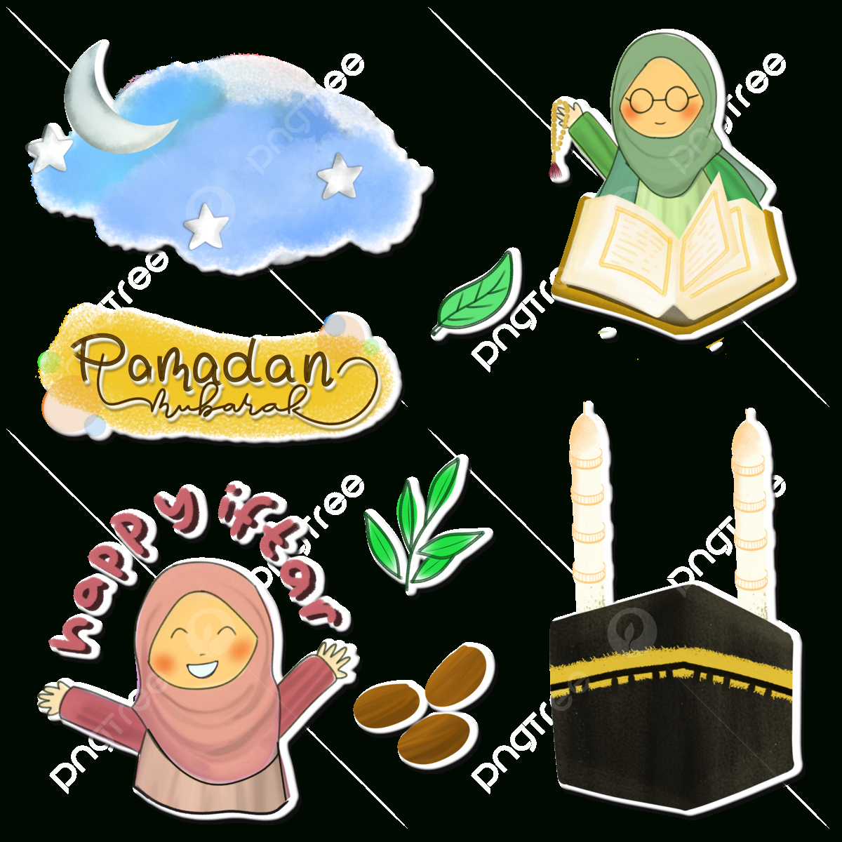 Printable Cute Collection Ramadan Stickers, Cute Clipart, Ramadan pertaining to Printable Ramadan Stickers Free