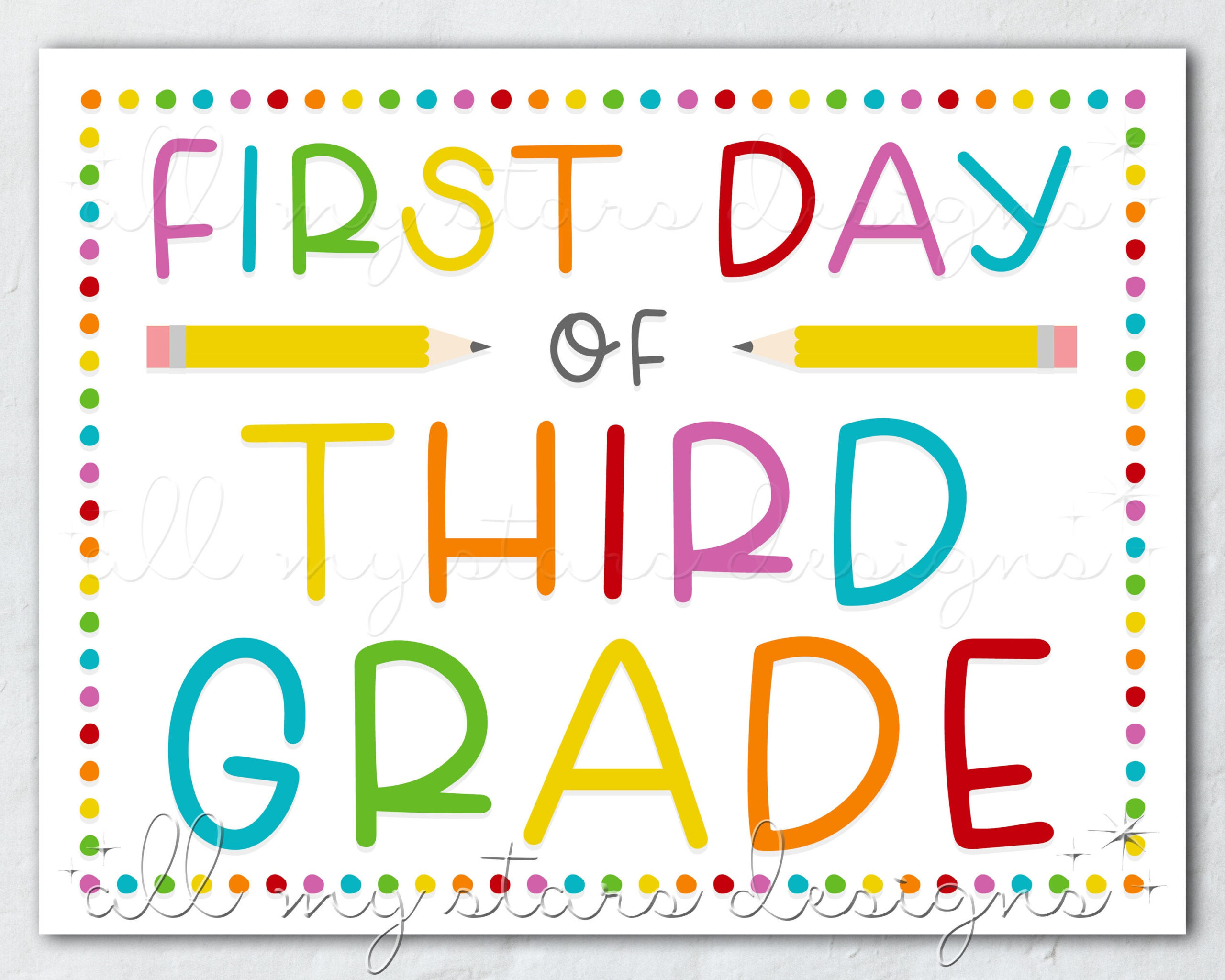 Printable First Day Of Third Grade Sign | Instant Download within First Day of 3rd Grade Sign Printable