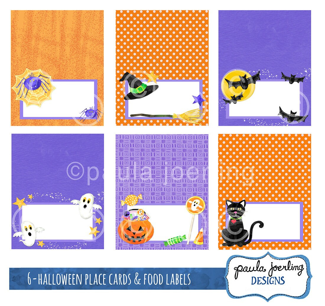 Printable Halloween Place Card, Halloween Food Label, Halloween inside Printable Halloween Place Cards