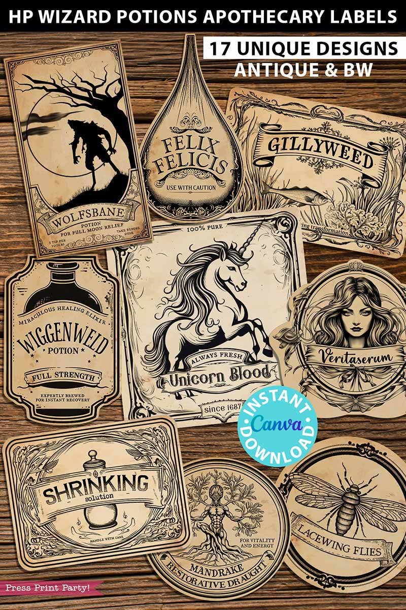 Printable Harry Potter Potion Labels Just Like Hogwarts for Harry Potter Potion Labels Printable Free