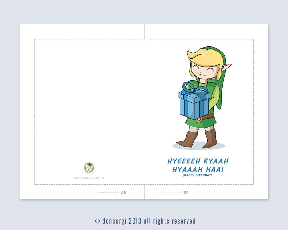 Printable Legend Of Zelda Birthday Card | Digital Card | Happy in Legend of Zelda Birthday Card Printable Free